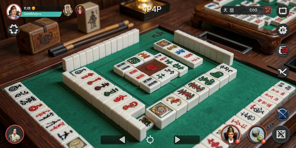 Tampilan gameplay seru dan menantang dalam 4P4P saat bermain Mahjong.