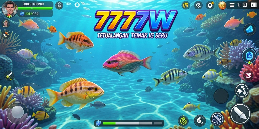 Tampilan gameplay seru saat menangkap ikan besar di laut.