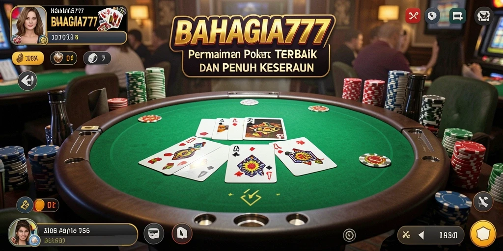 Tampilan gameplay poker yang menarik dan mendebarkan di BAHAGIA777.