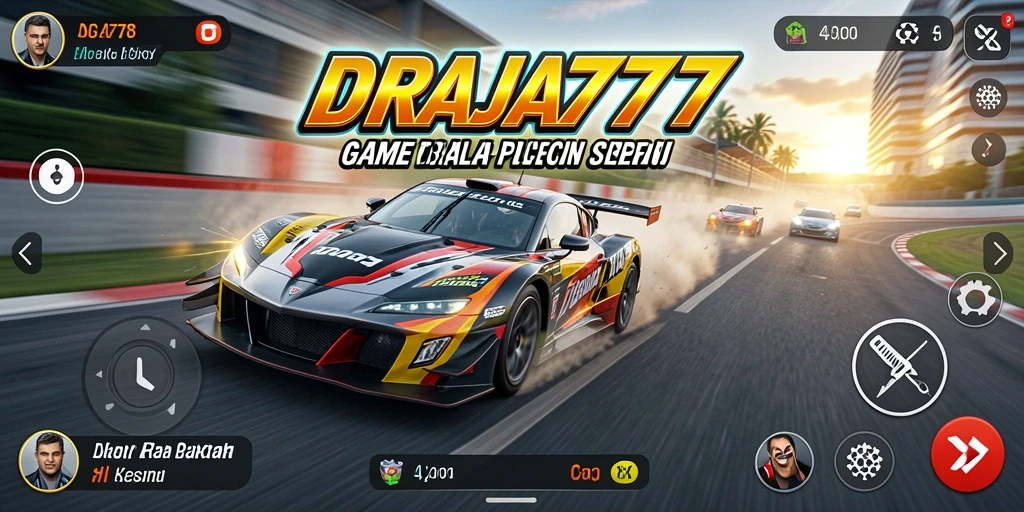 Tampilan gameplay DRAJA777 yang menegangkan di lintasan balap.