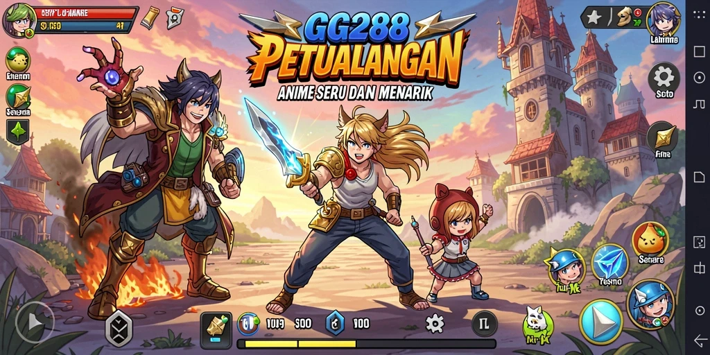 Screenshot menunjukkan pertempuran epik antara karakter Anime.