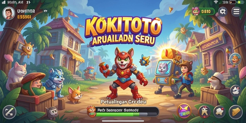 Screenshot gameplay KOKITOTO menampilkan aksi seru dalam suasana arcade.