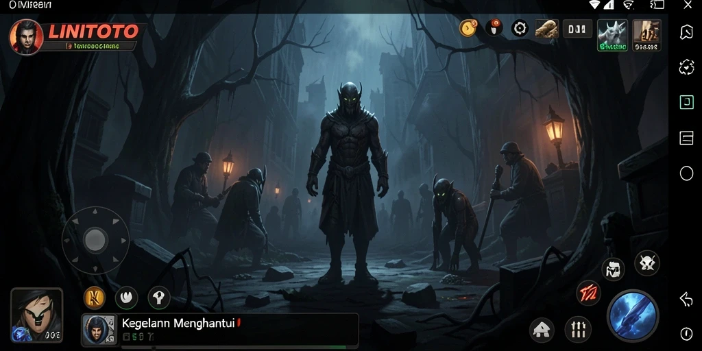Gameplay LINITOTO yang menegangkan dalam suasana horor.