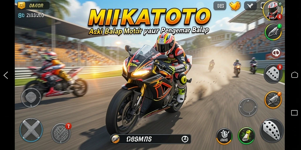 Tampilan gameplay MIKATOTO yang menegangkan saat balapan motor.