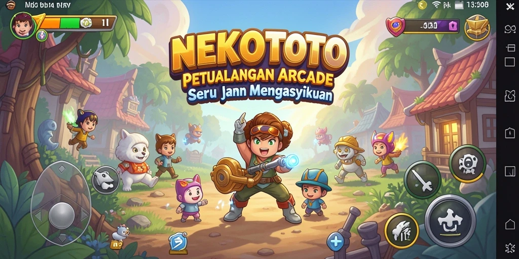Tampilan gameplay NEKOTOTO yang penuh aksi dan warna.