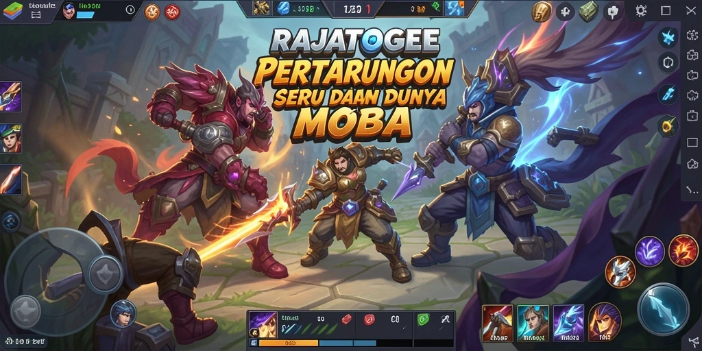 Tampilan penuh aksi dari gameplay MOBA RAJATOGEL.