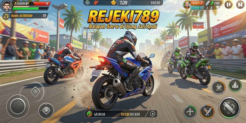 Gameplay balapan motor yang menegangkan dan mendebarkan.