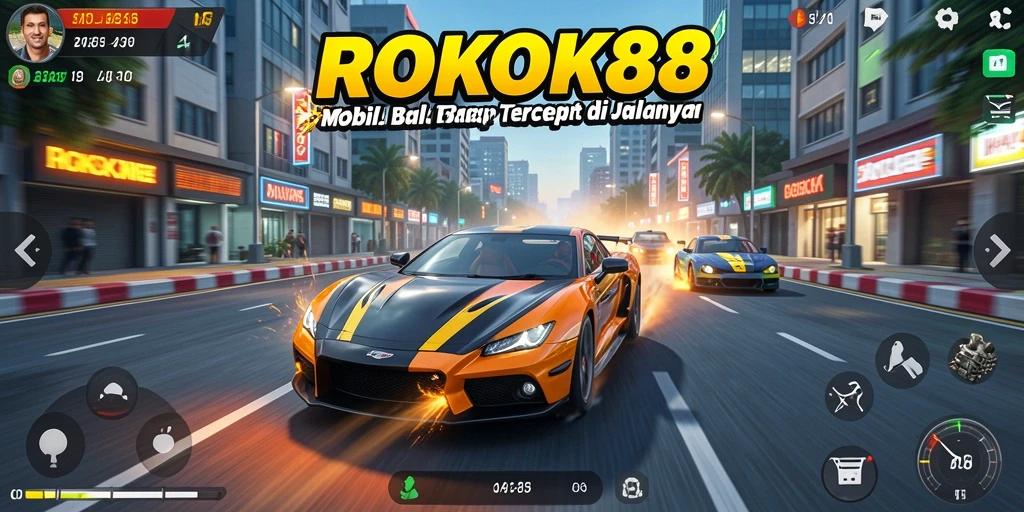 Tangkapan layar ROKOK88 menampilkan aksi balap yang mendebarkan.