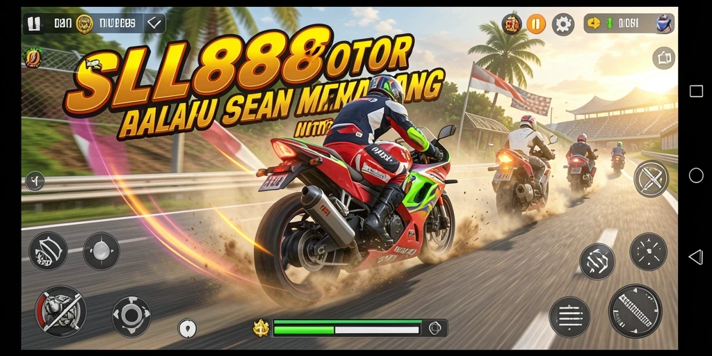 Tampilan screenshot menunjukkan serunya gameplay balapan motor.