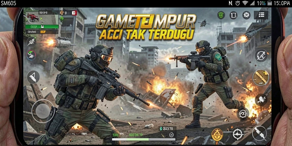 Tampilan gameplay SM605 yang mendebarkan dan penuh aksi.