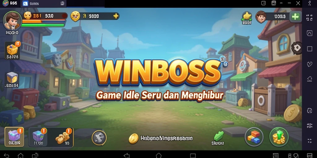 Screenshot gameplay <strong>WINBOSS</strong> menampilkan aksi seru dan berbagai karakter yang berinteraksi.